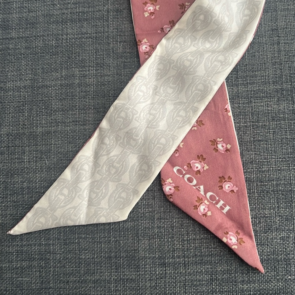 COACH Signature Print Skinny Silk Scarf